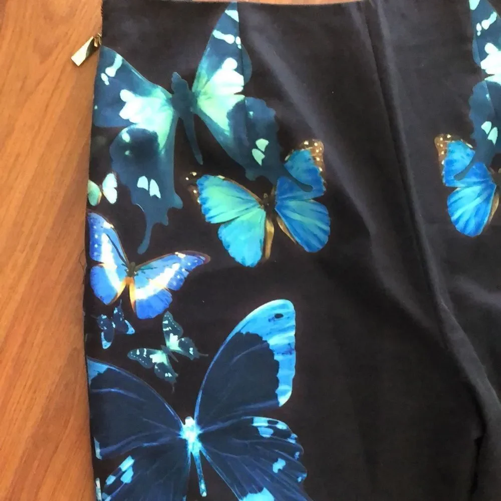 Ted Baker London Black Pants with Blue and Green Butterfly Design - Picture 7 of 8